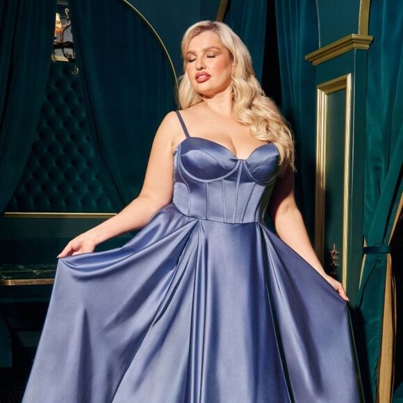 New Bridesmaid A-Line Plus Size Soft Satin Dress w/...
